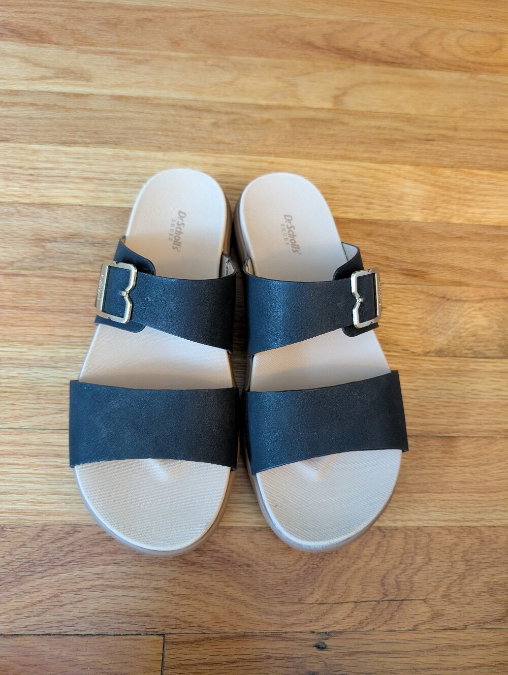 Dr. Scholl's Black Two-Strap All Time Slide Sandals